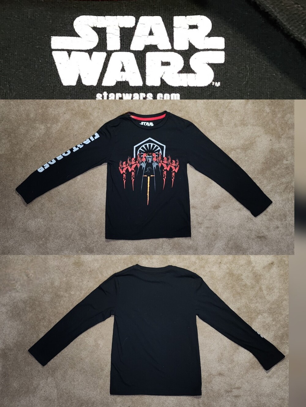 Star Wars First Order Black Long Sleeve Tee Sz Med